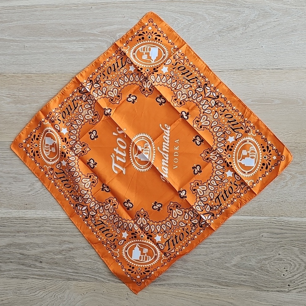 NWOT Tito's Handmade Vodka Orange Bandana Scarf
